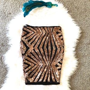 Gold and Black Sequin Skirt